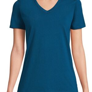 Lands' End Teal Relaxed Fitted Short Sleeve T-Shirt